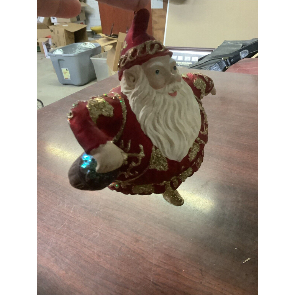 Vintage Hand Painted Chubby Santa Christmas Ornament Ceramic